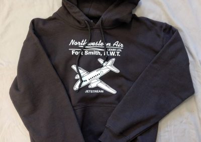 Black hoodie with airplane logo
