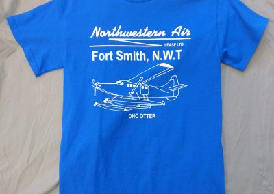 Blue t-shirt with airplane logo