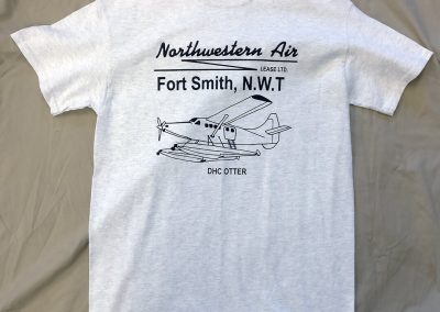 White t-shirt with airplane logo