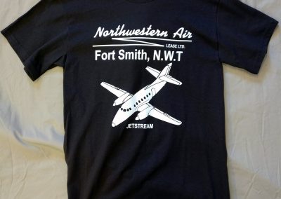 black t-shirt with airplane logo